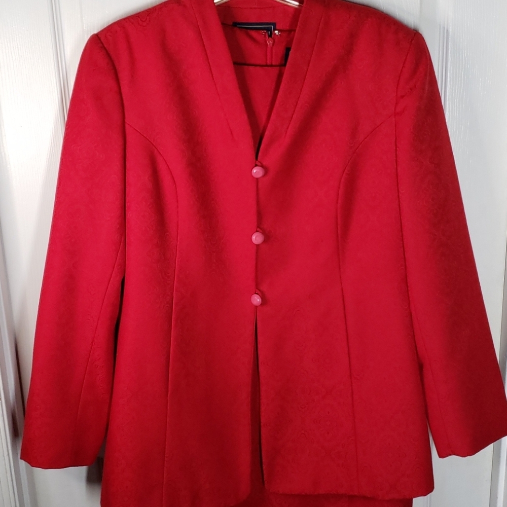 Valentine Red 90s Size 12  brocade style Dress & Coat